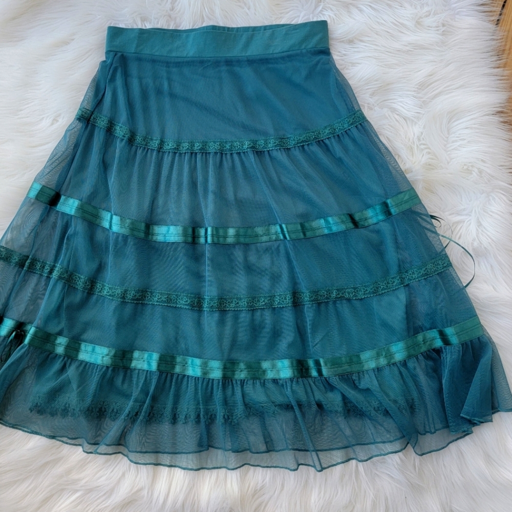 Matilda Jane Teal Blue Midi Skirt Size Medium